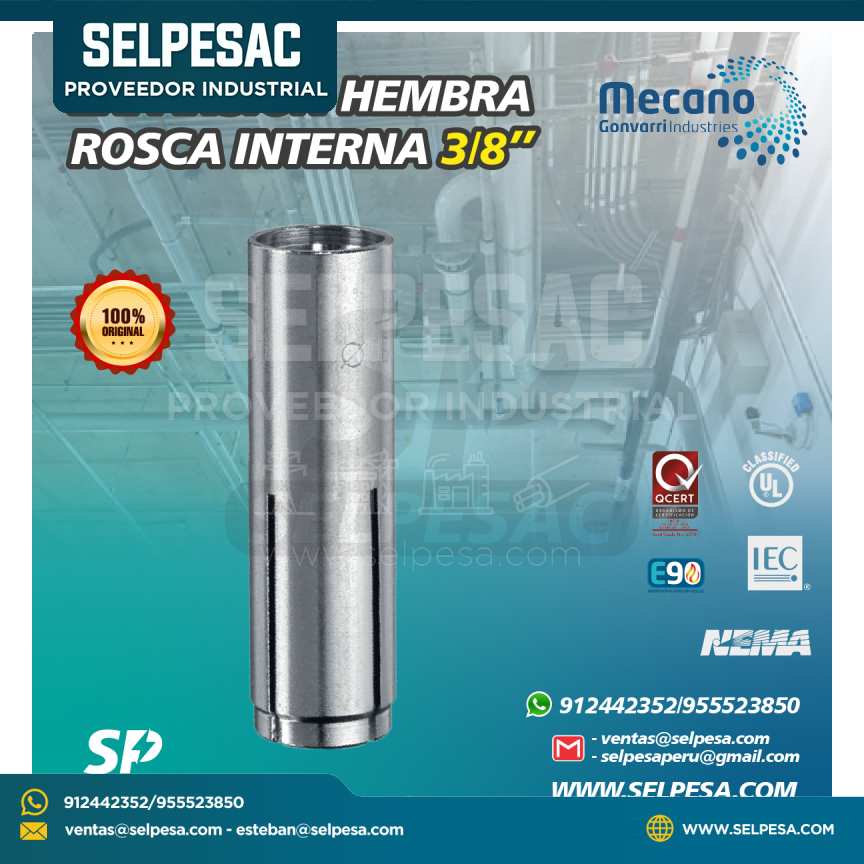 MECANO - EXPANSIÓN HEMBRA ROSCA INTERNA 3/8´´