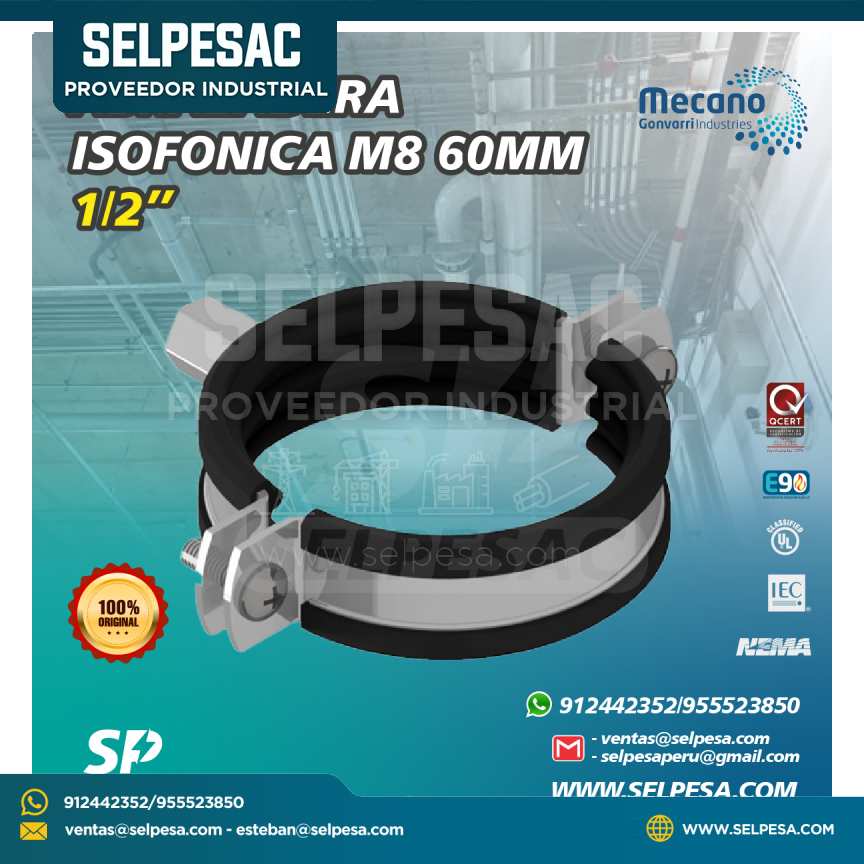 MECANO - ABRAZADERA ISOFONICA M8 60MM 1/2´´