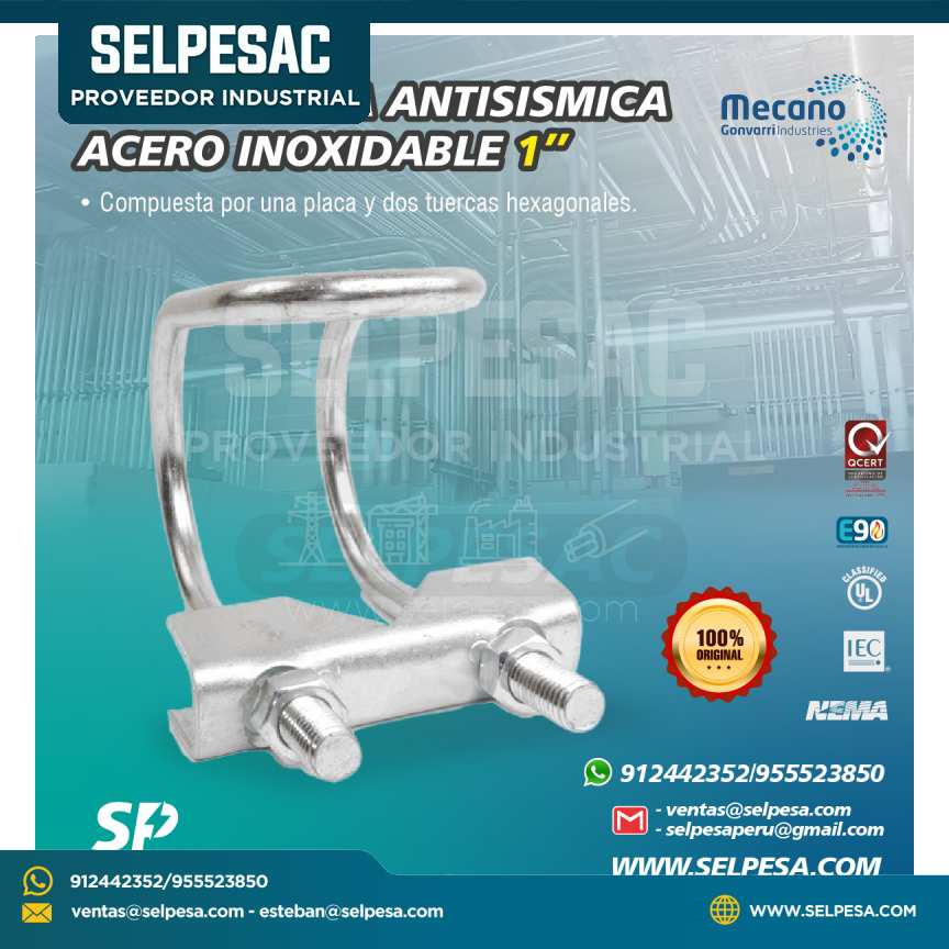MECANO - ABRAZADERA ANTISISMICA ACERO INOXIDABLE 1´´