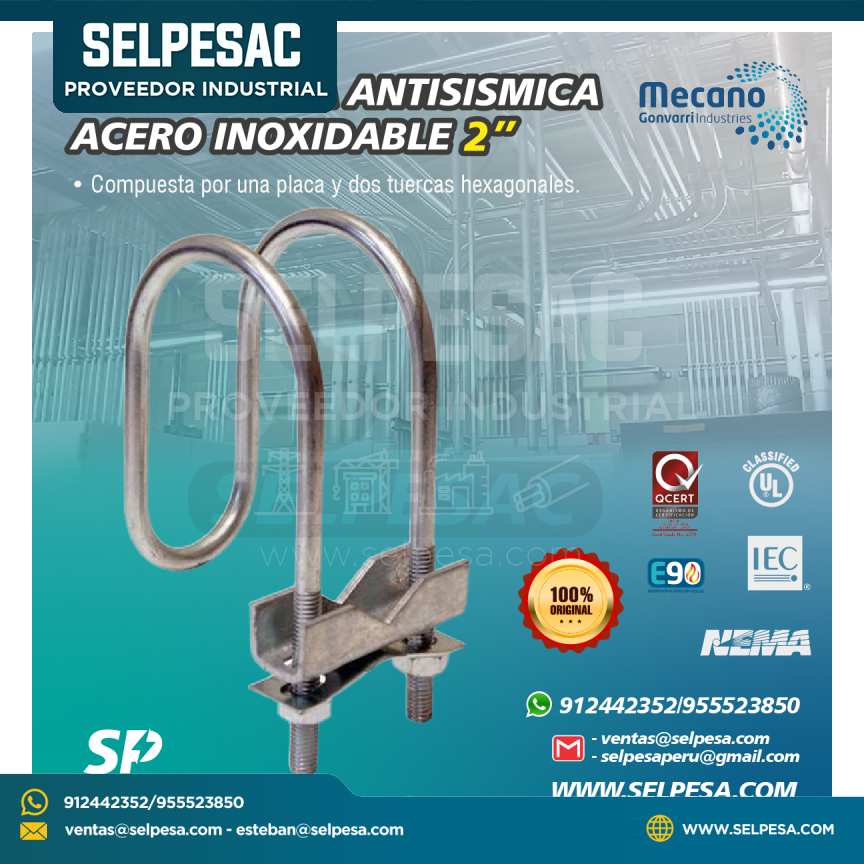MECANO - ABRAZADERA ANTISISMICA ACERO INOXIDABLE 2´´
