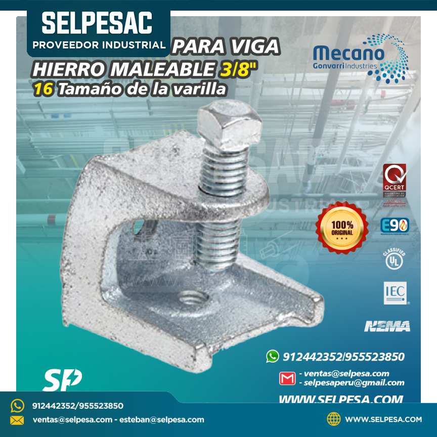 MECANO - ABRAZADERA PARA VIGA HIERRO MALEABLE 3/8´´