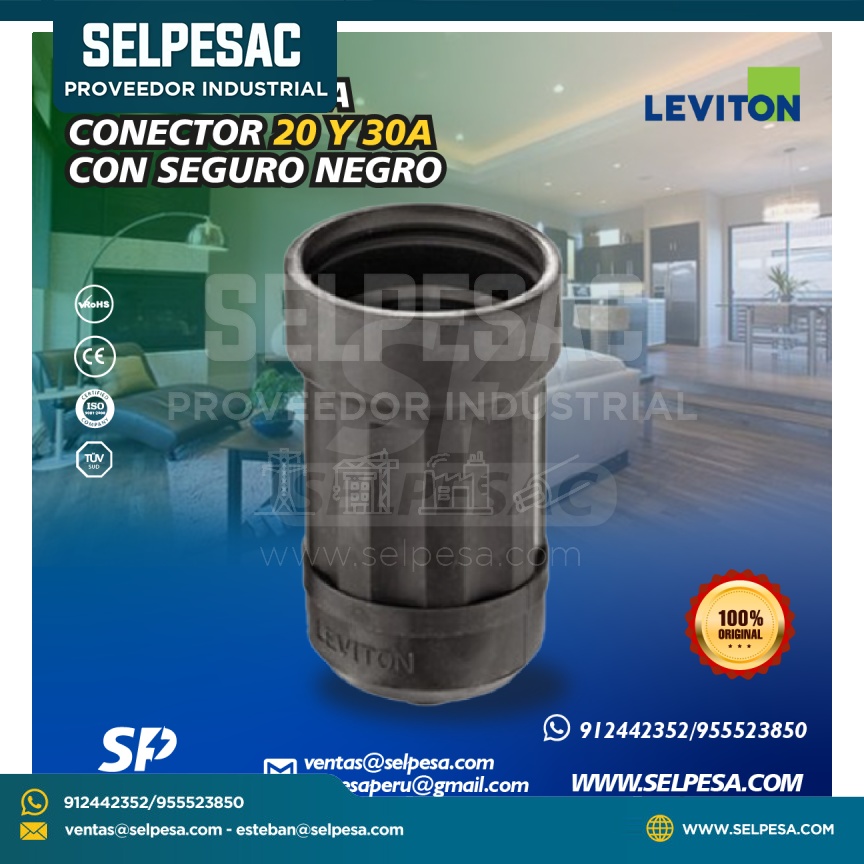 LEVITON - CAPUCHA PARA CONECTOR 20 Y 30A CON SEGURO NEGRO