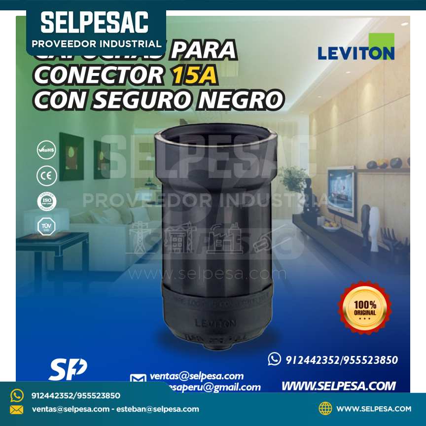 LEVITON - CAPUCHA PARA CONECTOR 15A CON SEGURO NEGRO