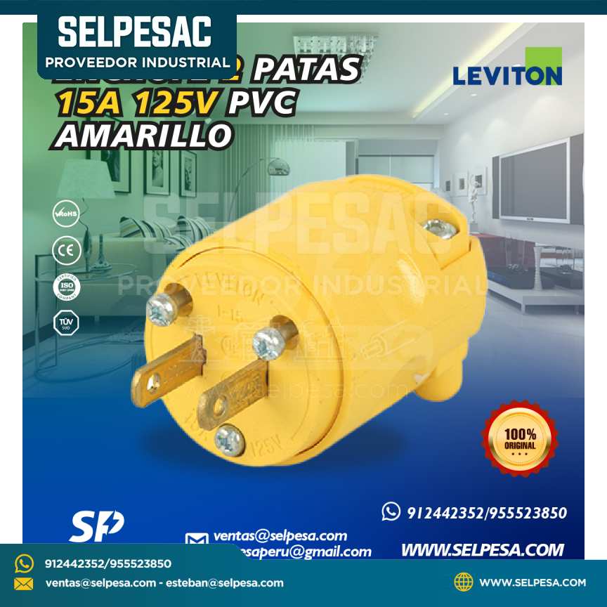 LEVITON - ENCHUFES 2 PATAS 15A 125V PVC AMARILLO