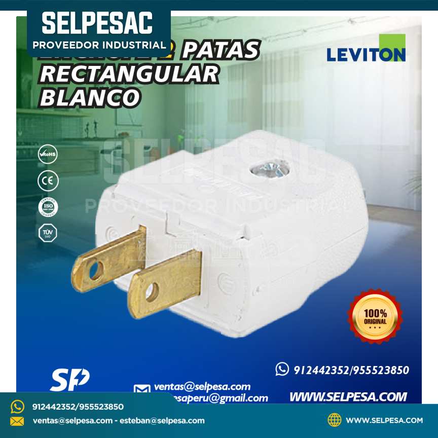 LEVITON - ENCHUFE 2 PATAS RECTANGULAR 15A 125V BLANCO