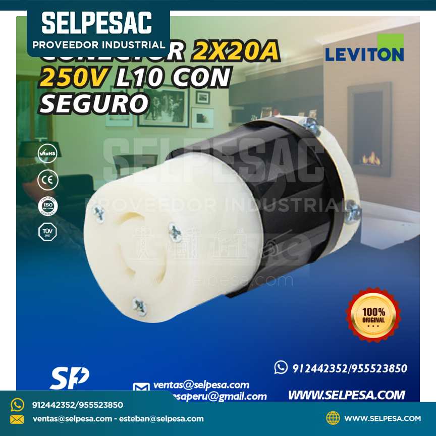 LEVITON - CONECTOR 2 X 15A 250V L10 CON SEGURO