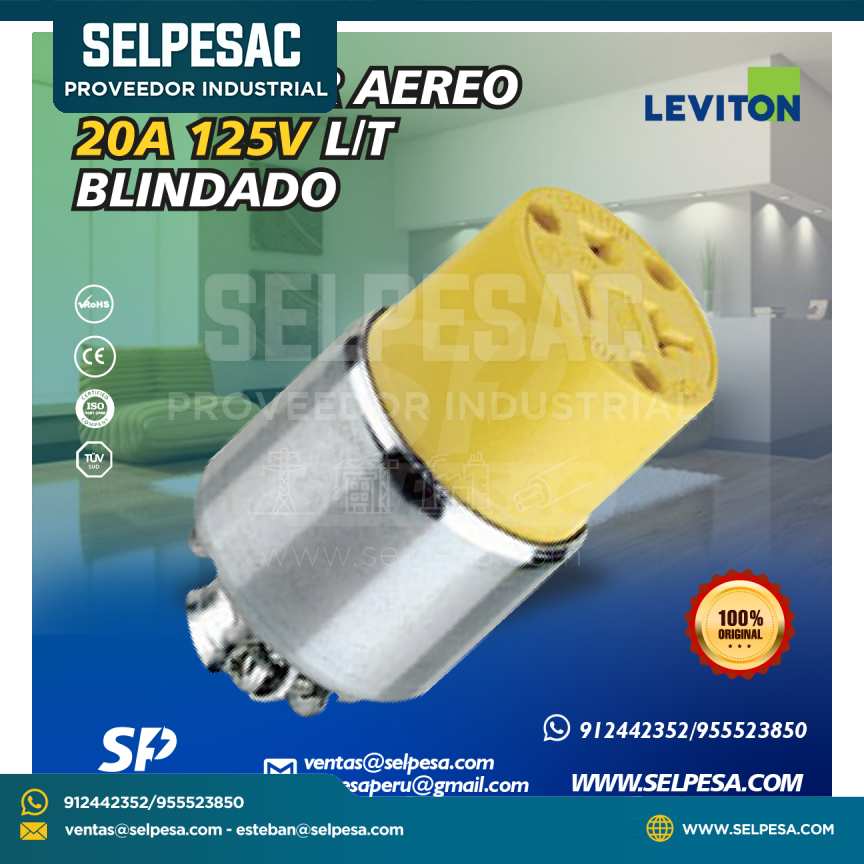 LEVITON - CONECTOR AÉREO 20A 125V L/T BLINDADO