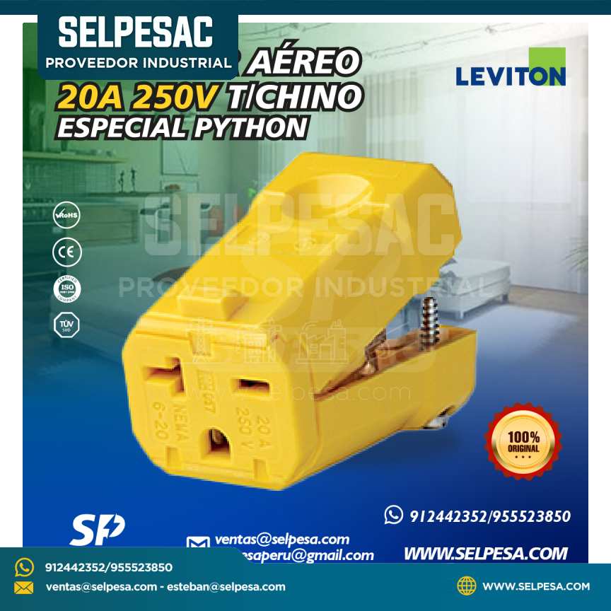 LEVITON - CONECTOR AÉREO 20A 250V T/CHINO ESPECIAL PYTHON