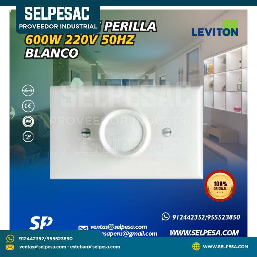 LEVITON - DIMMER DE PERILLA 600W 220V 50HRZ BLANCO