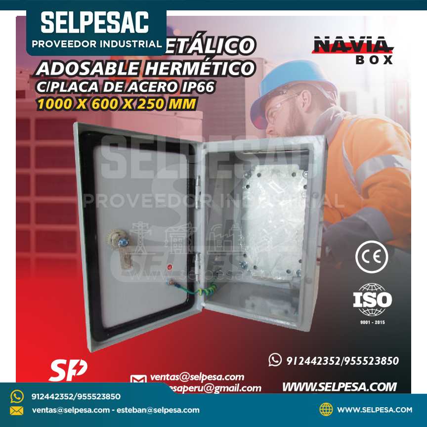 NAVIA BOX - TABLERO METÁLICO ADOSABLE HERMÉTICO C/PLACA DE ACERO 1000X600X250MM
