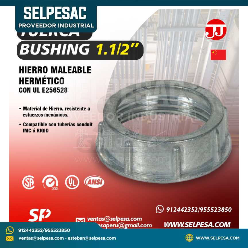 JJ - TUERCA BUSHING 1. 1/2´´ HIERRO MALEABLE HERMÉTICO CON UL