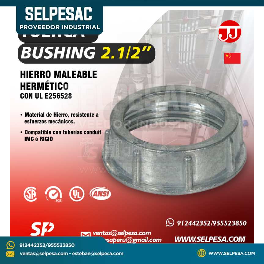 JJ - TUERCA BUSHING 2. 1/2´´ HIERRO MALEABLE HERMÉTICO CON UL