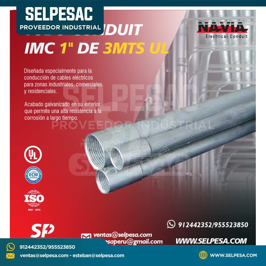 NAVIA - TUBO CONDUIT IMC 1´´ DE 3 MTS CON UL GALV.