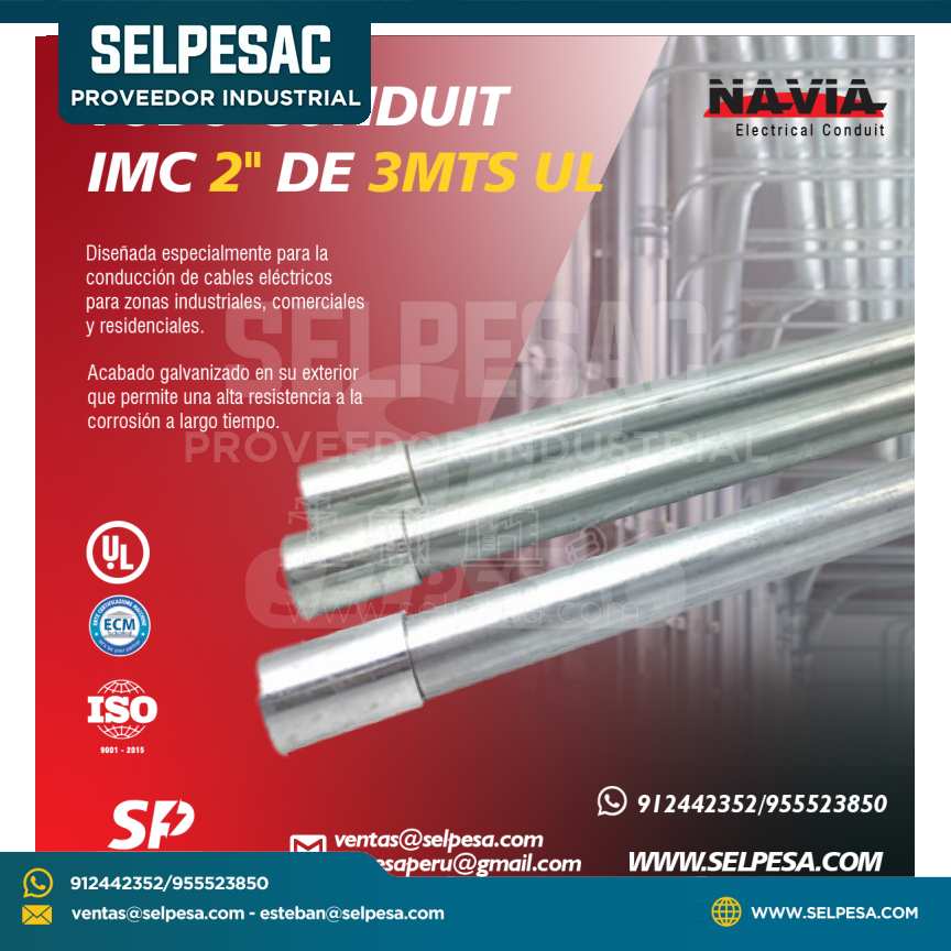 NAVIA - TUBO CONDUIT IMC 2´´ DE 3 MTS CON UL GALV.