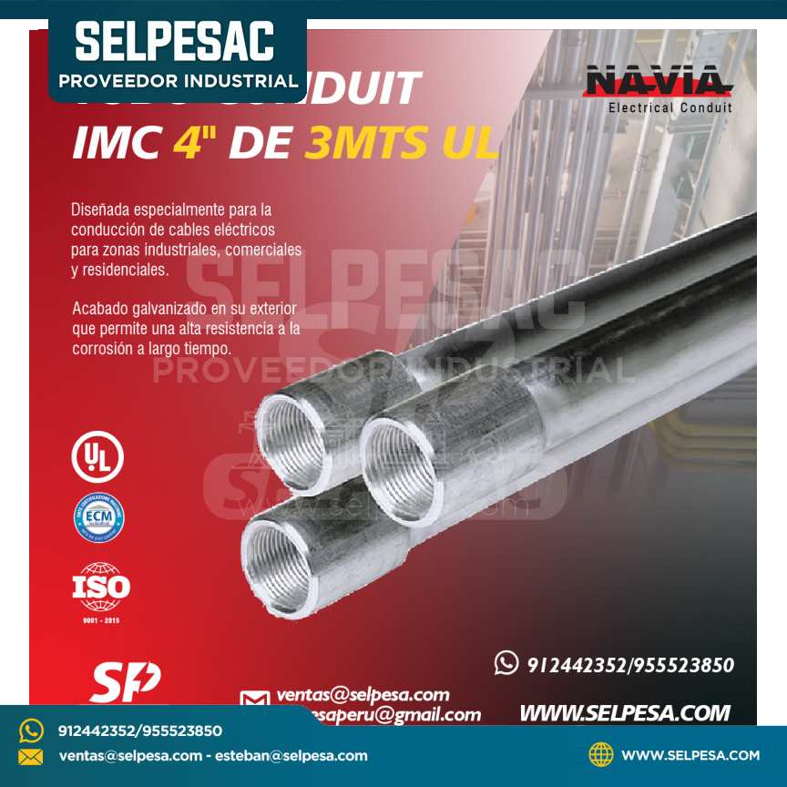 NAVIA - TUBO CONDUIT IMC 4´´ DE 3 MTS CON UL GALV.
