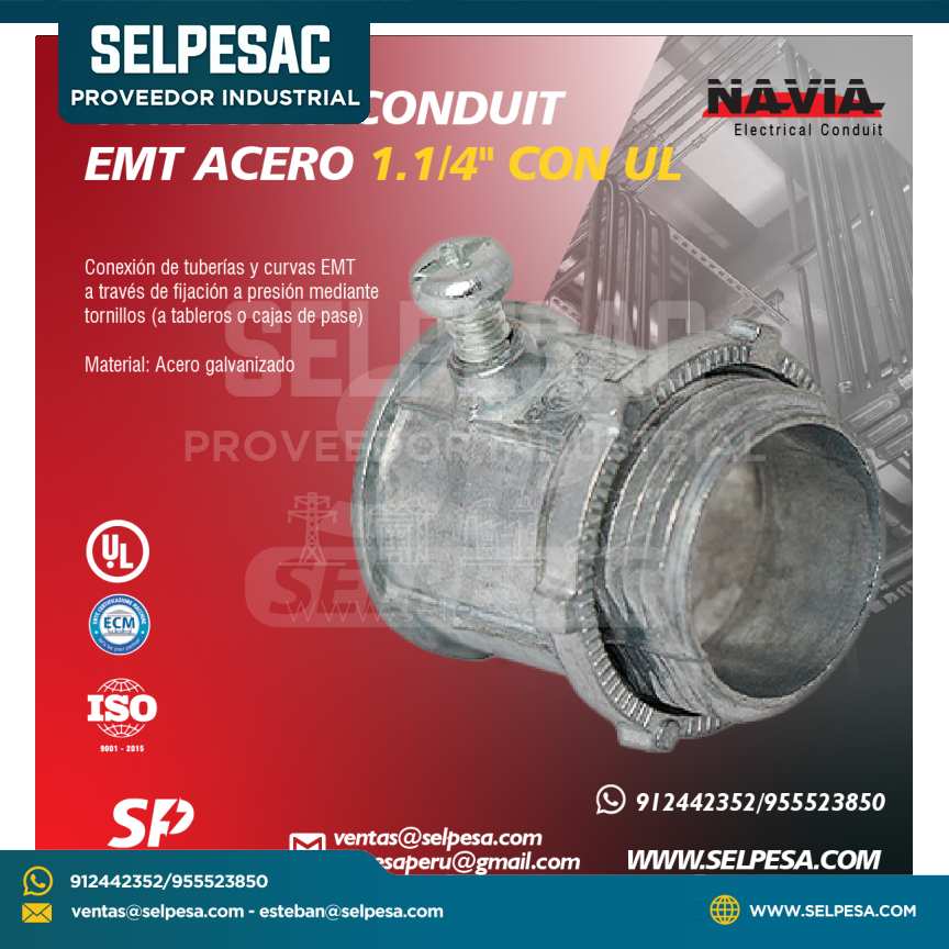NAVIA - CONECTOR CONDUIT EMT ACERO 1. 1/4´´ CON UL