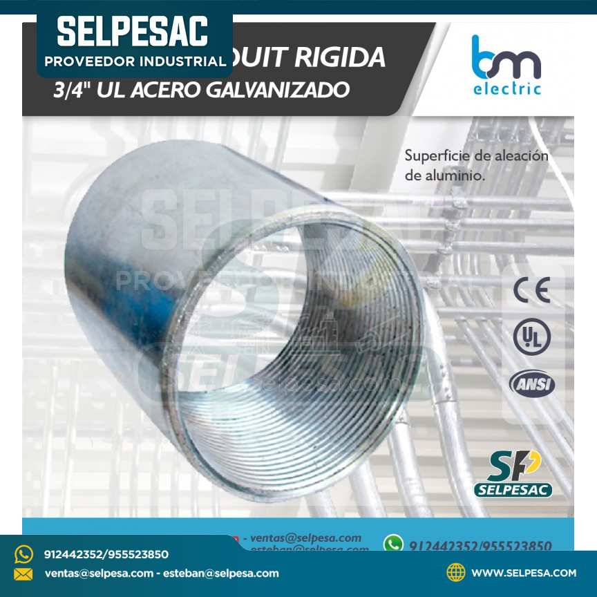 BM ELECTRIC - UNIÓN RIGIDA 3/4´´ UL6 ACERO GALV.