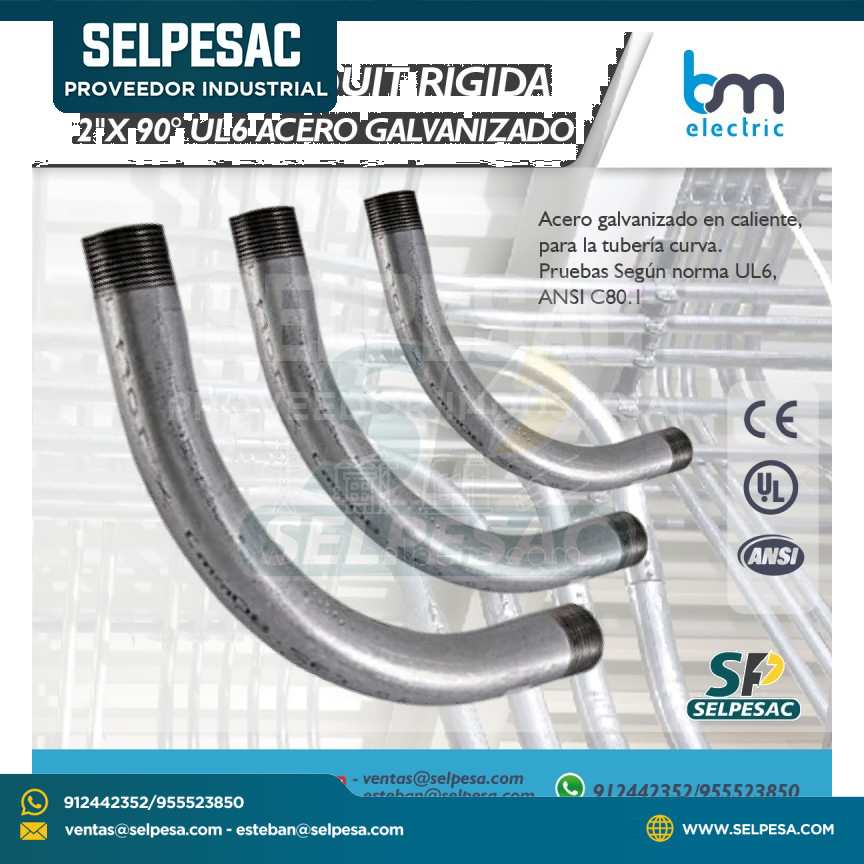 BM ELECTRIC - CURVA CONDUIT RIGIDA 2´´ X 90° UL6  ACERO GALV.