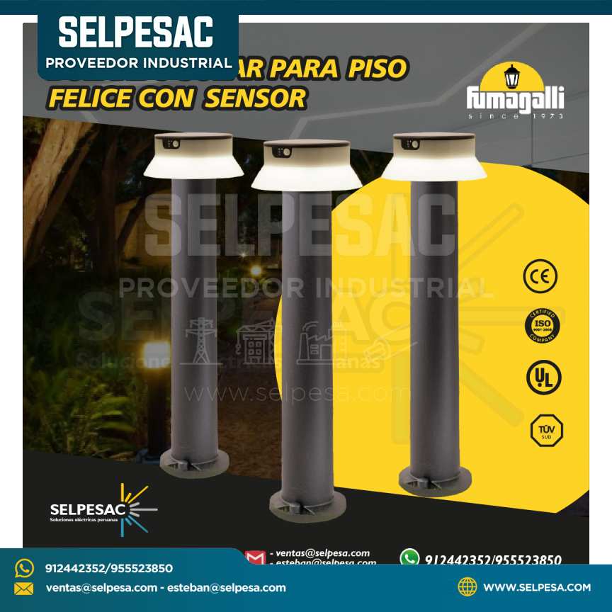 FUMAGALLI - BOLARDO SOLAR PARA PISO/JARDIN CON SENSOR