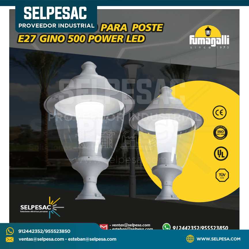 FUMAGALLI - LUMINARIA LED PARA POSTE GINO 500 POWER E27