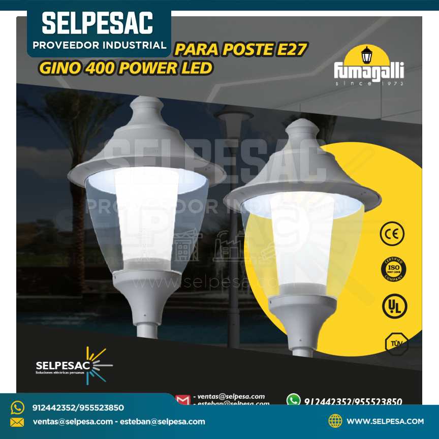 FUMAGALLI - LUMINARIA LED PARA POSTE GINO 400 POWER LED E27