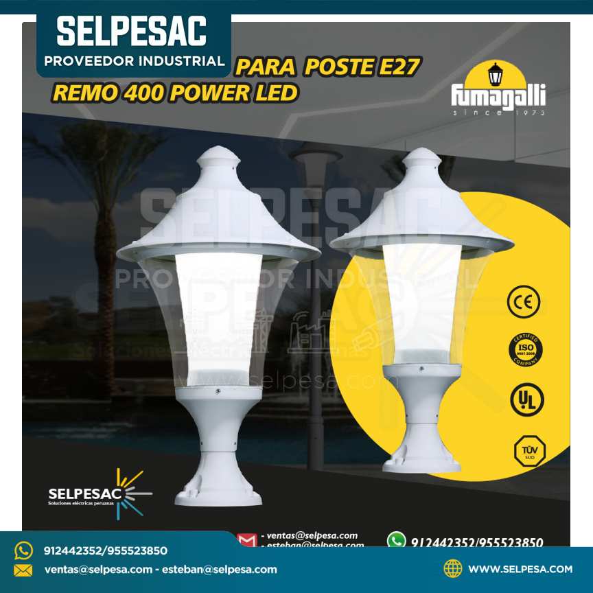 FUMAGALLI - LUMINARIA PARA POSTE REMO 400 POWER LED E27