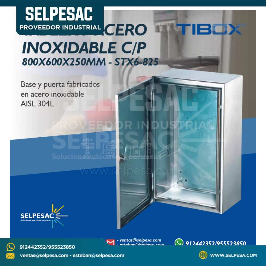 TIBOX - TABLERO ACERO INOXIDABLE C/P 800X600X250MM STX6-825