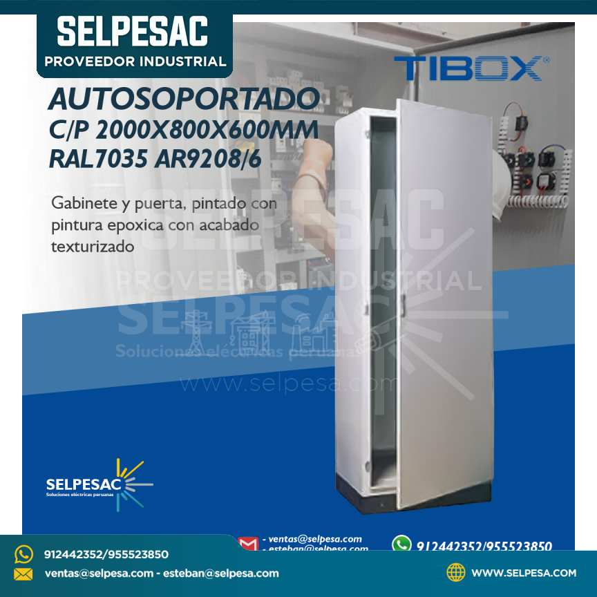TIBOX - TABLERO AUTOSOPORTADO C/P 2000X800X600MM RAL7035 AR9208/6