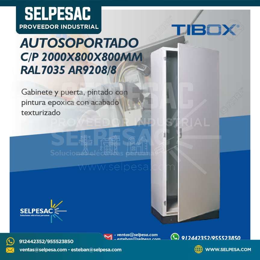TIBOX - TABLERO AUTOSOPORTADO C/P 2000X800X800MM RAL7035 AR9208/8