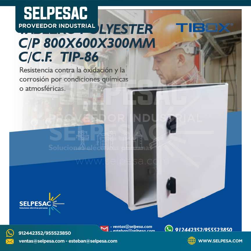 TIBOX - TABLERO POLYESTER C/P 800X600X300MM C/C.F. TIP-86