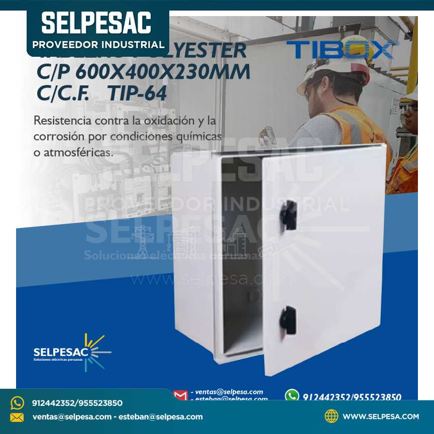 TIBOX - TABLERO POLYESTER C/P 600X400X230MM C/C.F. TIP-64