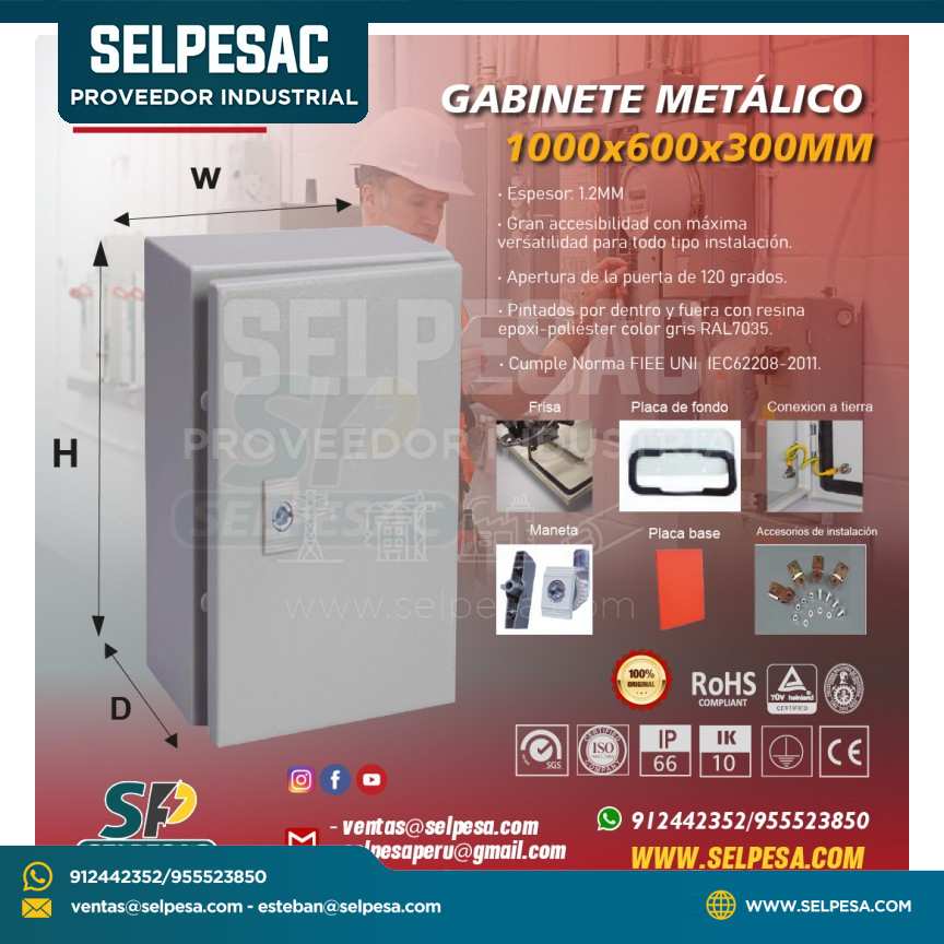 MAXYM - GABINETE METÁLICO 1000X600X300MM ESPESOR 1.5MM IP66