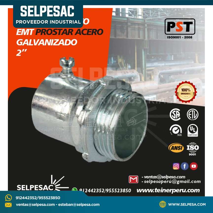 PROSTAR - CONECTOR RECTO EMT DE ACERO GALV. 2´´ UL