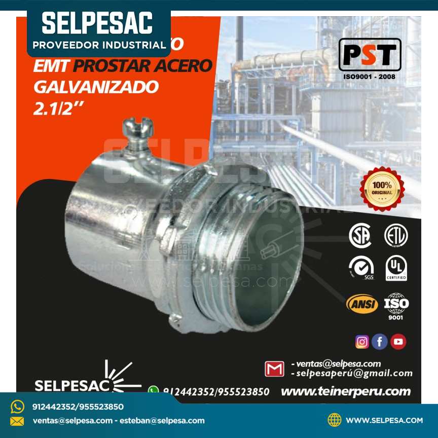 PROSTAR - CONECTOR RECTO EMT DE ACERO GALV. 2.1/2´´
