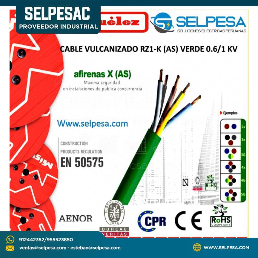 CABLE VULCANIZADO VERDE RZ1-K (AS) 5G150MM MIGUELEZ