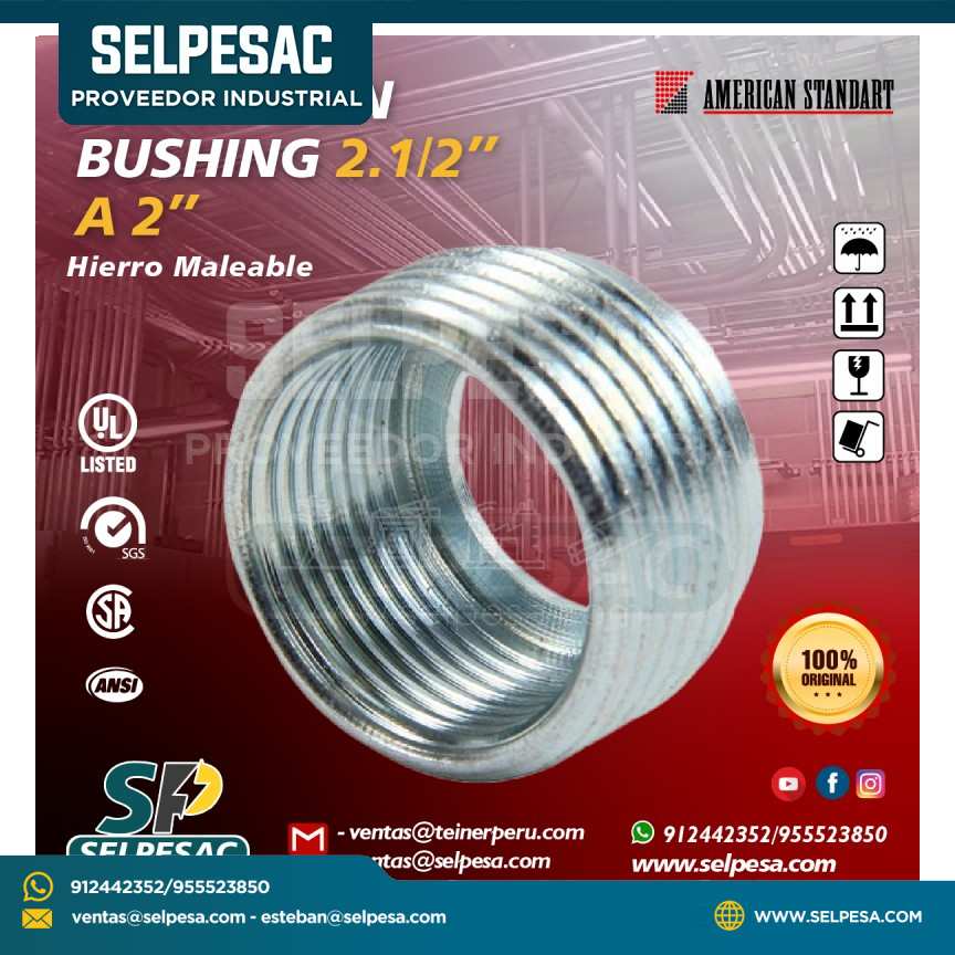 AMERICAN STANDART - REDUCCIÓN BUSHING 2.1/2´´ A 2 C/UL HIERRO MALEABLE