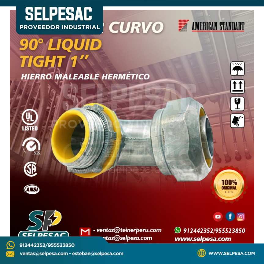 AMERICAN STANDART - CONECTOR CURVO LIQUID TIGHT 90° 1´´ C/UL
