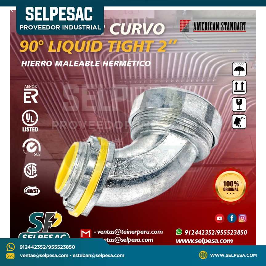 AMERICAN STANDART - CONECTOR CURVO LIQUID TIGHT 90° 2´´ C/UL