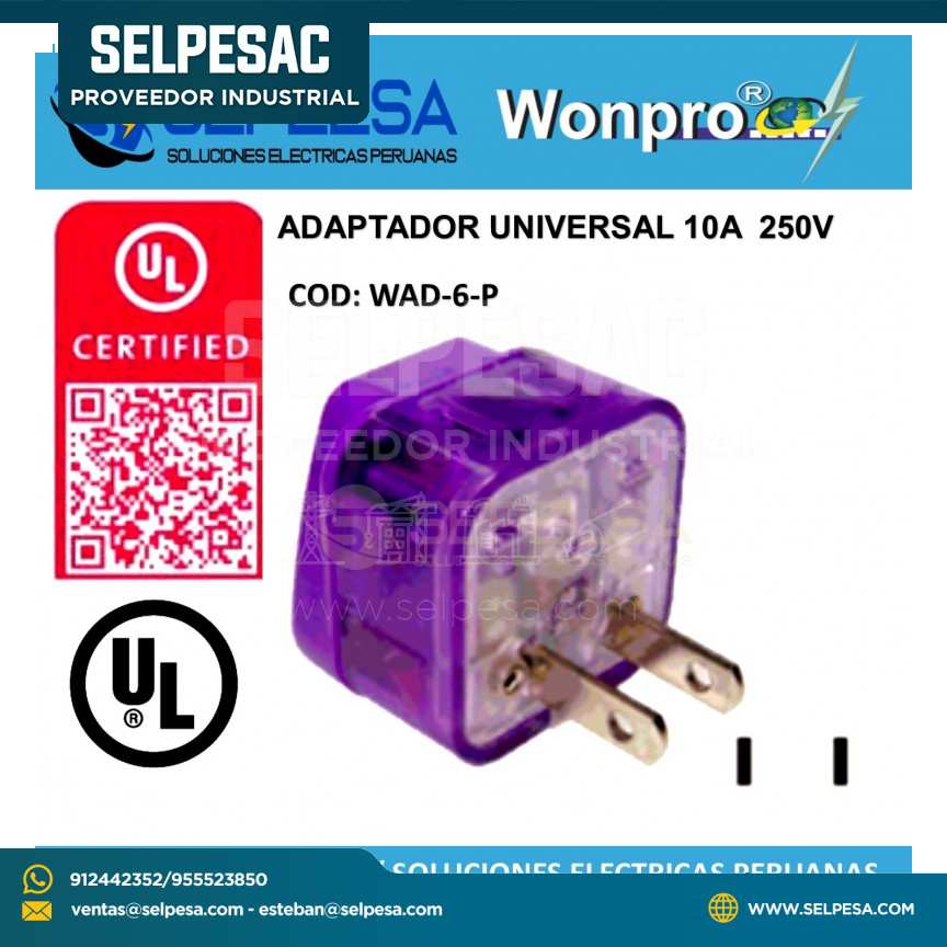 ADAPTADOR UNIVERSAL  10A 250V MORADO WOMPRO