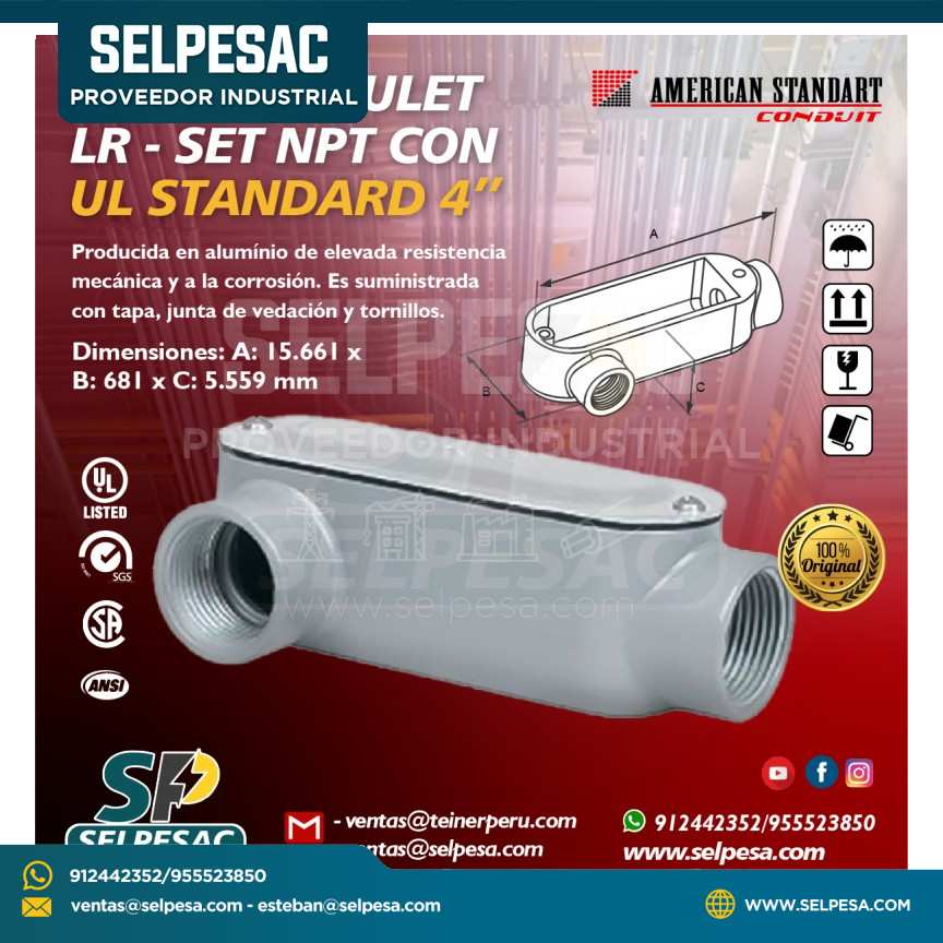 AMERICAN STANDART - CAJA CONDULET TIPO LR 4´´ SET NPT CON UL