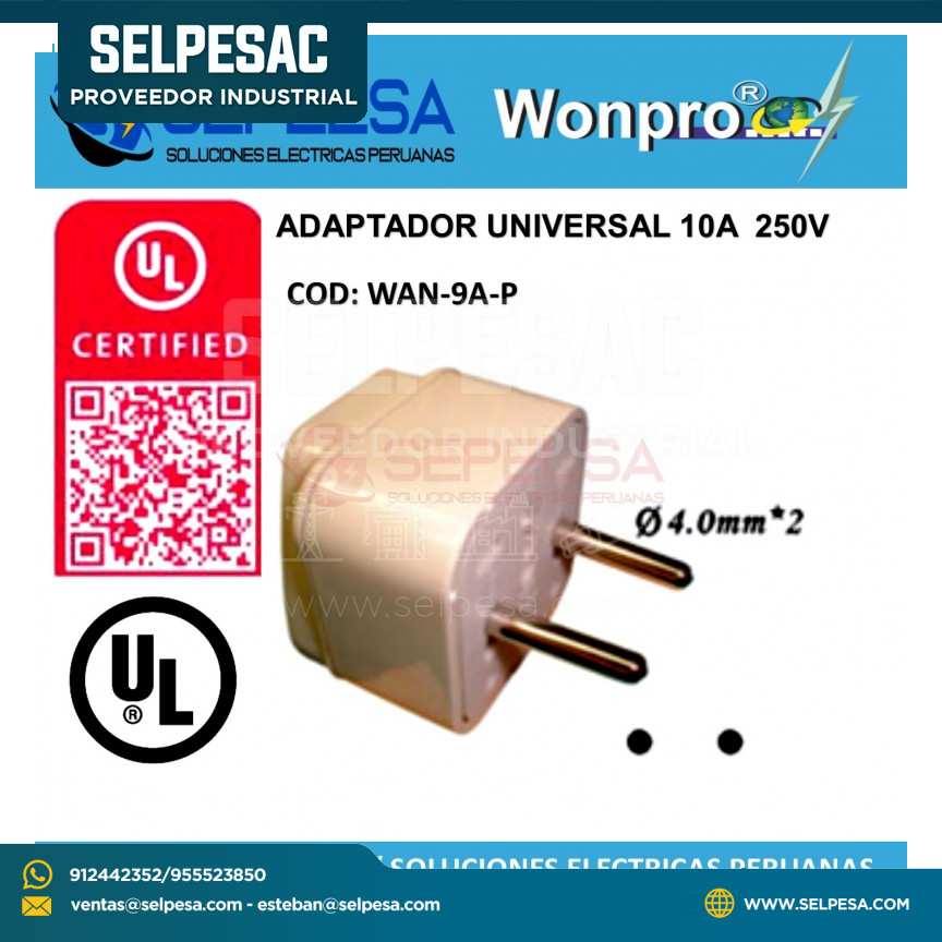 ADAPTADOR UNIVERSALREDONDO 10A 250V GRIZ WOMPRO
