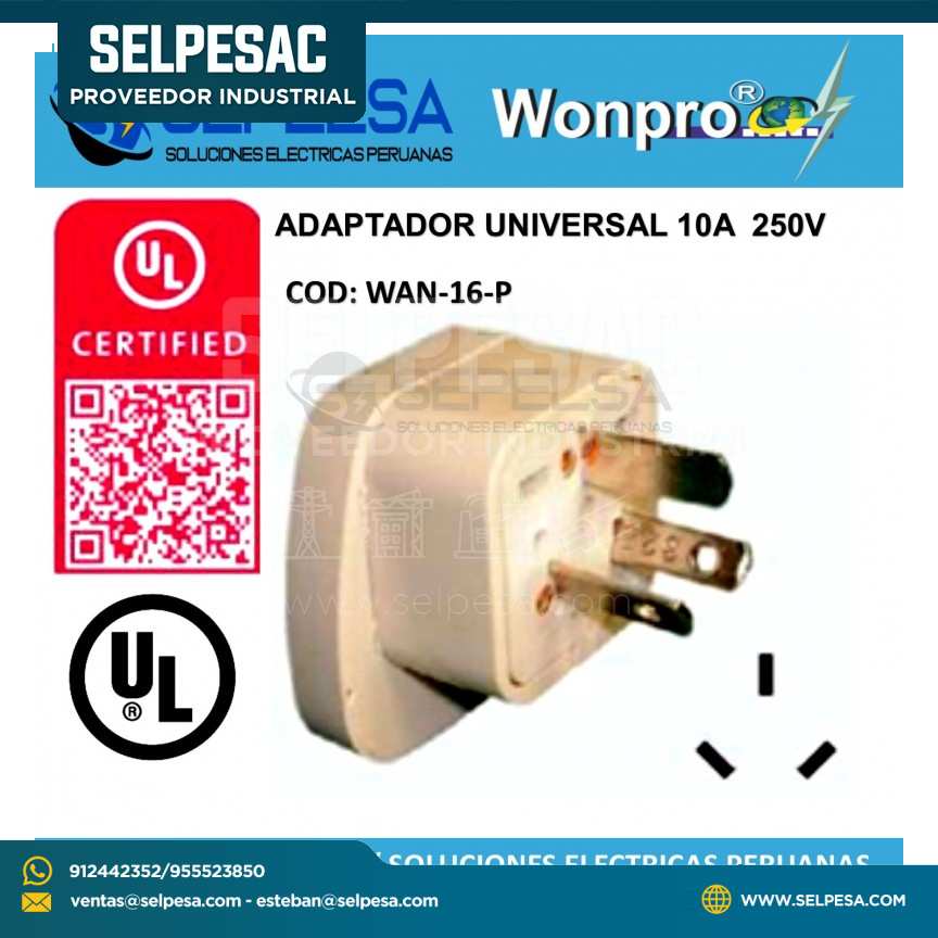 ADAPTADOR UNIVERSAL ARGENTINO CON L/T 10A 250V GRIZ WOMPRO