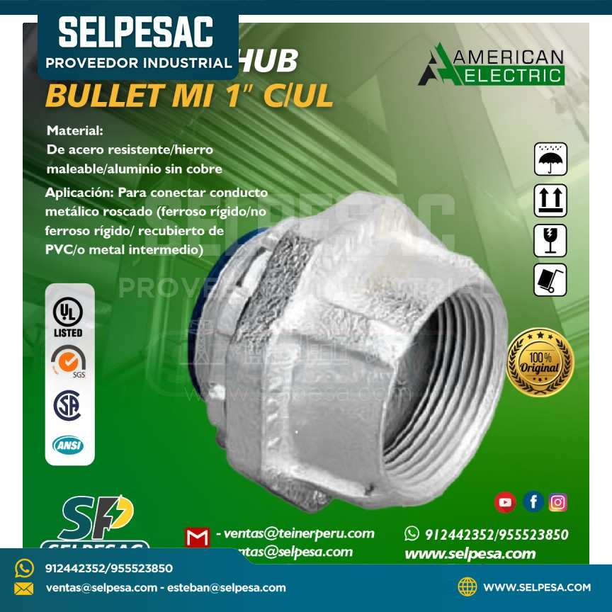 AMERICAN ELECTRIC - CONECTOR HUB BULLET MI 1´´C-UL