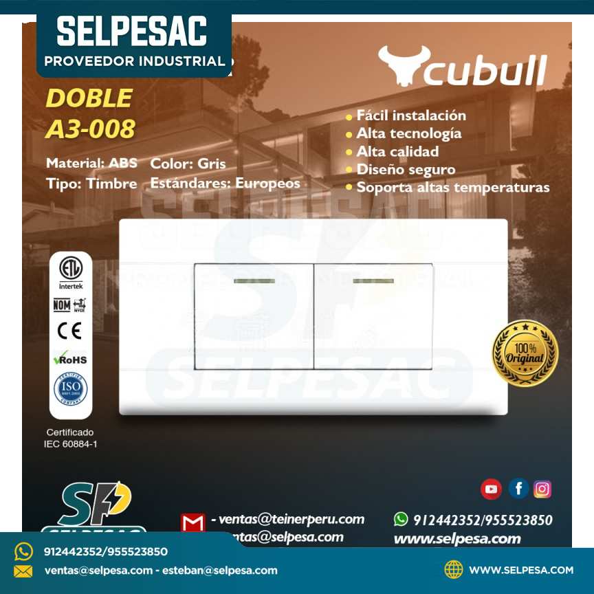 CUBULL - CONMUTADOR DOBLE A3-008 BLANCO