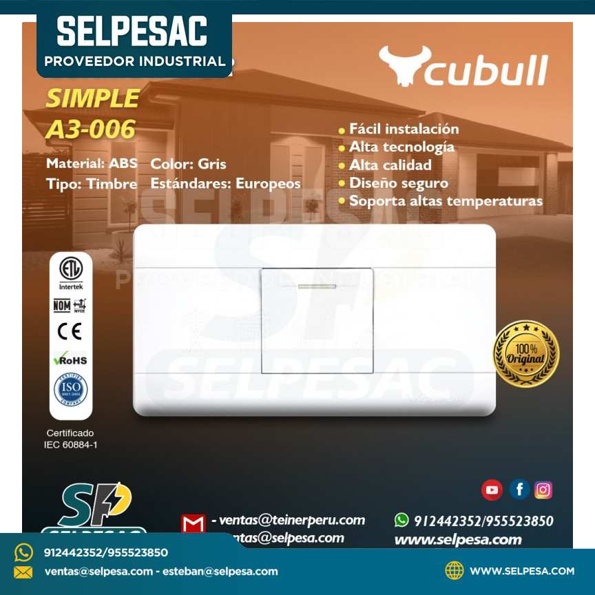 CUBULL - CONMUTADOR SIMPLE A3-006 BLANCO