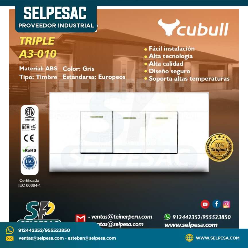 CUBULL - CONMUTADOR TRIPLE A3-010 BLANCO