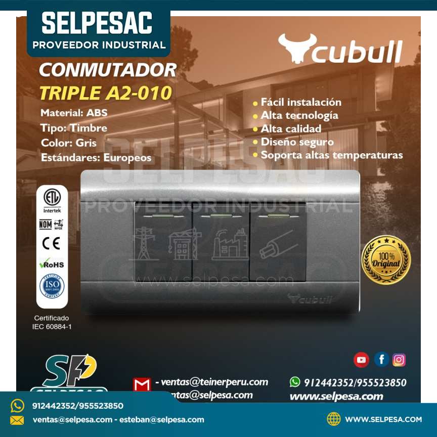 CUBULL - CONMUTADOR TRIPLE A2-010 GRIS