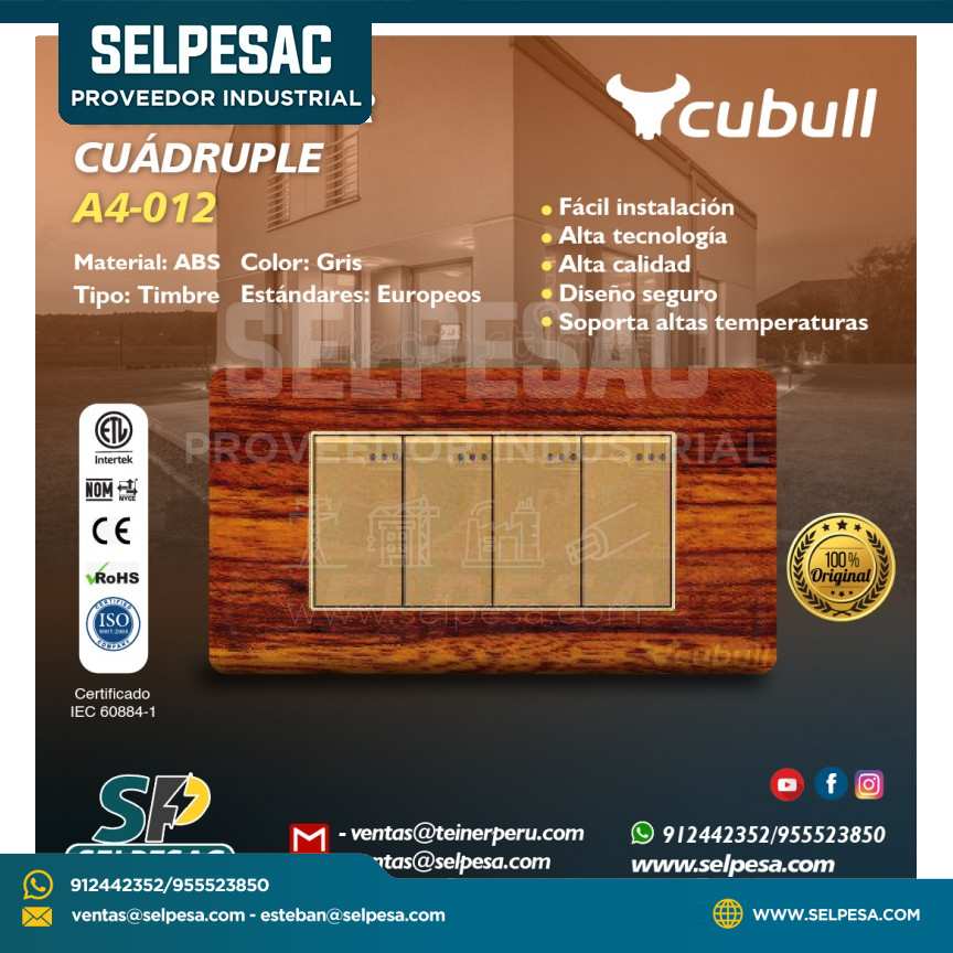 CUBULL - CONMUTADOR CUÁDRUPLE A4-012 MADERA