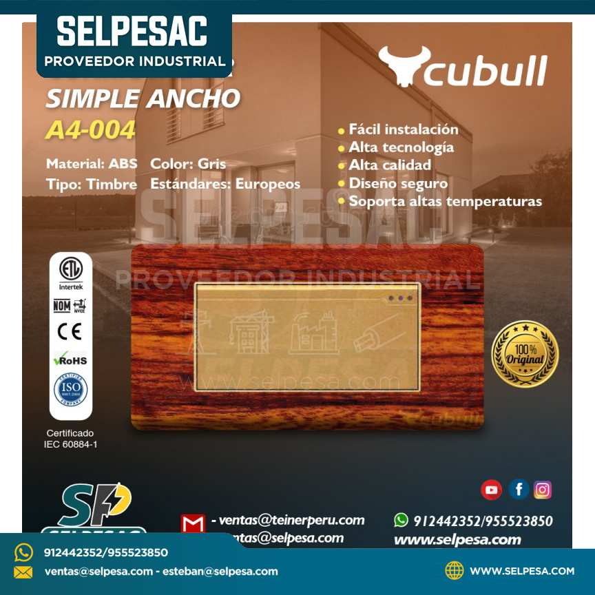 CUBULL - CONMUTADOR SIMPLE ANCHO A4-004 MADERA