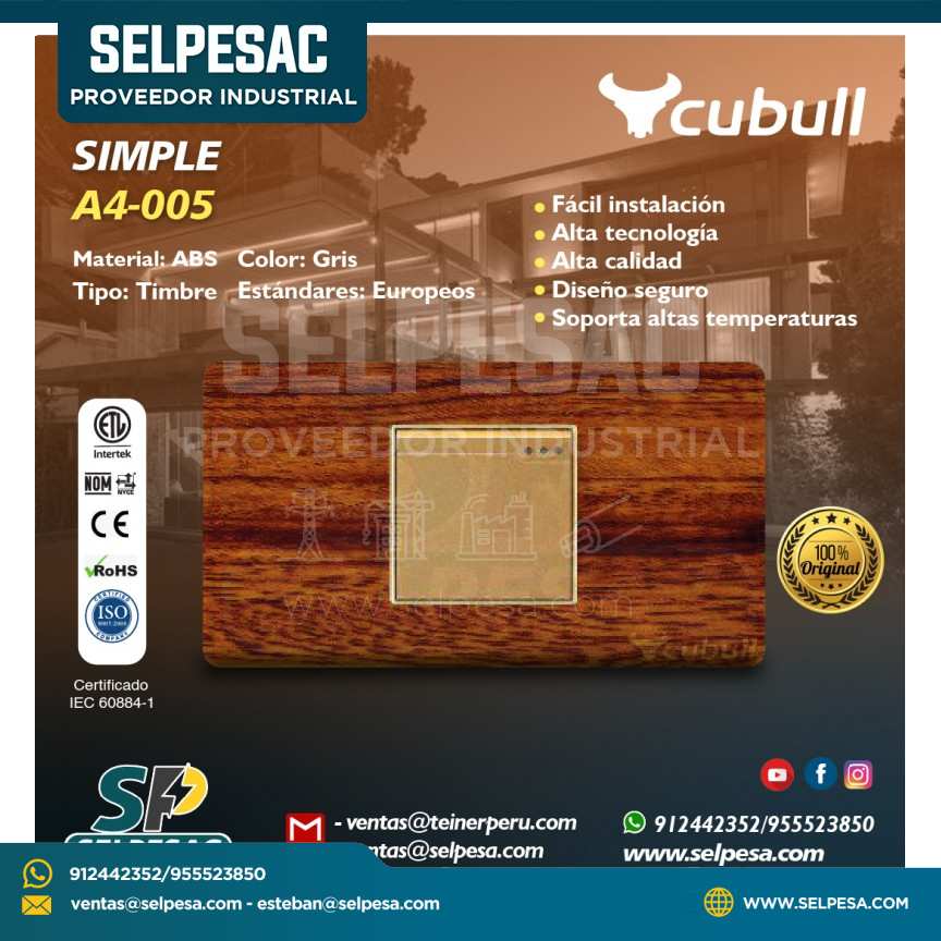 CUBULL - INTERRUPTOR SIMPLE A4-005 MADERA